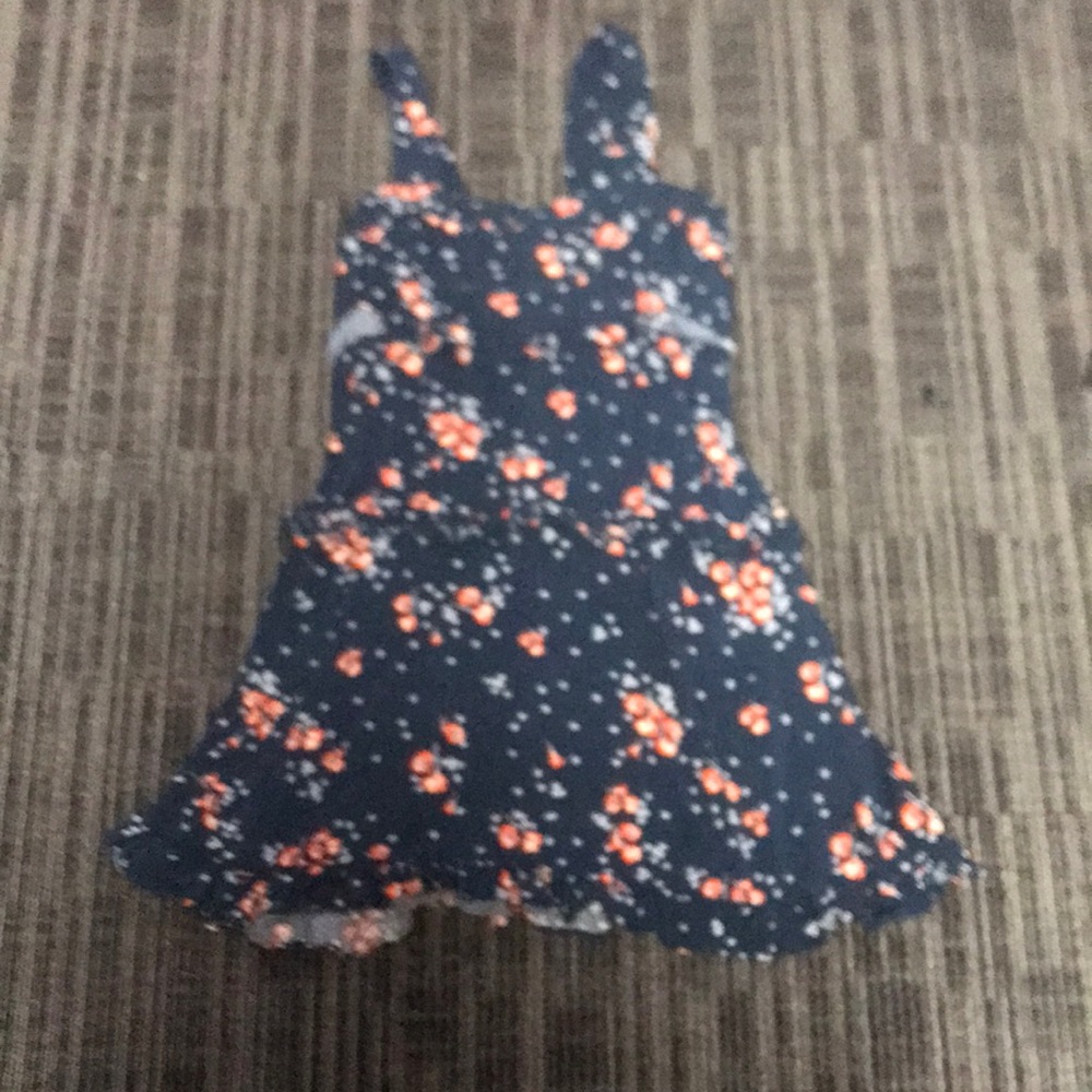 Navy Dress with orange flowers